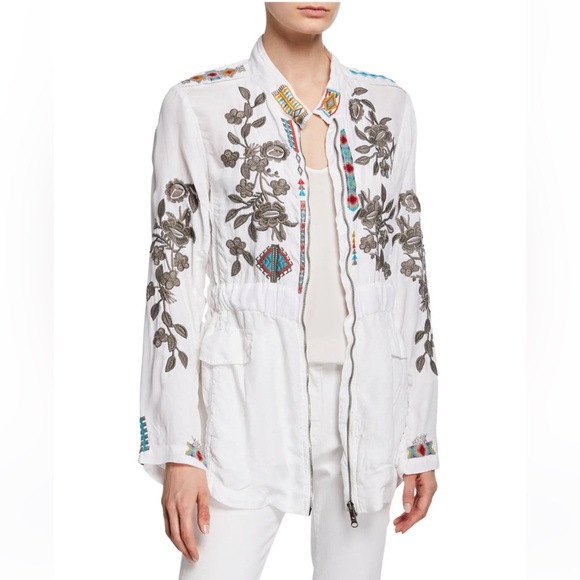 Johnny Was Jackets & Blazers - Johnny Was Milton Floral Zip Up Embroidered Lightweight Jacket Size XS